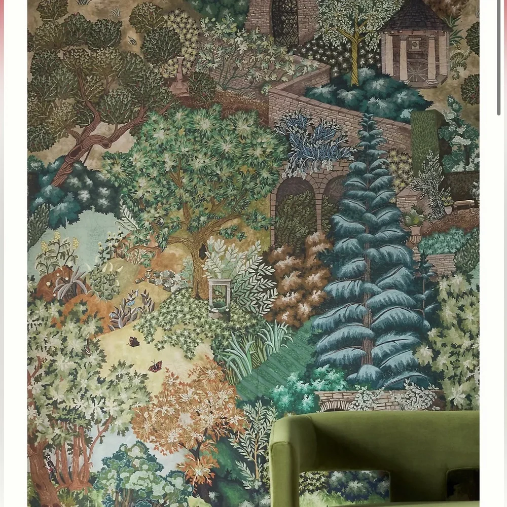 New Anthropologie Miserden Mural Panel Tree Wallpaper Wall Decor Green